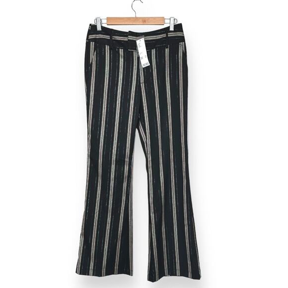 NEW w/Tags URBAN OUTFITTERS Boho Flare Pants Metallic Striped Green Accent 4 - Picture 2 of 12